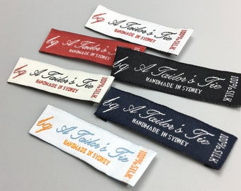 50 only text woven labels, custom woven labels, sewn on labels