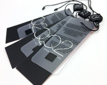 1000 clear tags, pvc tags, PVC hang tags custom, pvc business card, hang tags, clothing tags, swing tags
