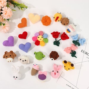 100pcs Small crochet appliques. Crochet craft supplies to decorate your scrapbooking or clothing, Crochet decorations.