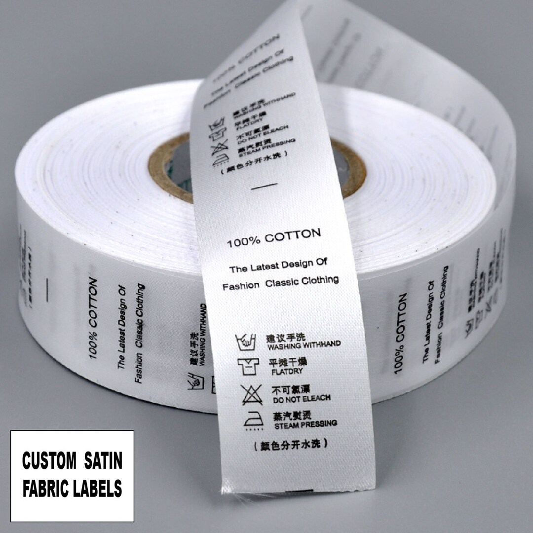 100 Custom Clothing Labels 1 1/2″ White Satin Fabric Labels – Ikaprint