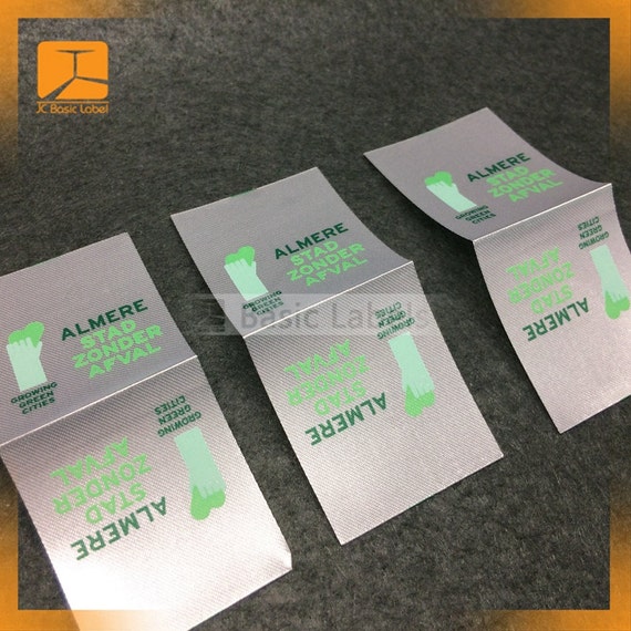 150 Custom Printed Fabric Labels satin Folded Care Label Black