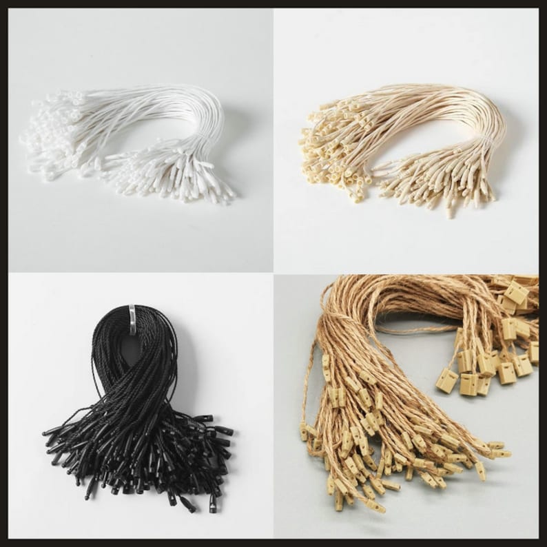1000 Cotton Hang Tag Strings, Rope Fasteners, Snap Cord, Cord Clasp ...