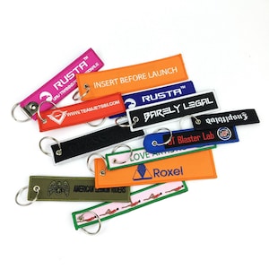 100 Custom flight key chain, flight embroidery key chain, embroidery keychain, jet tag