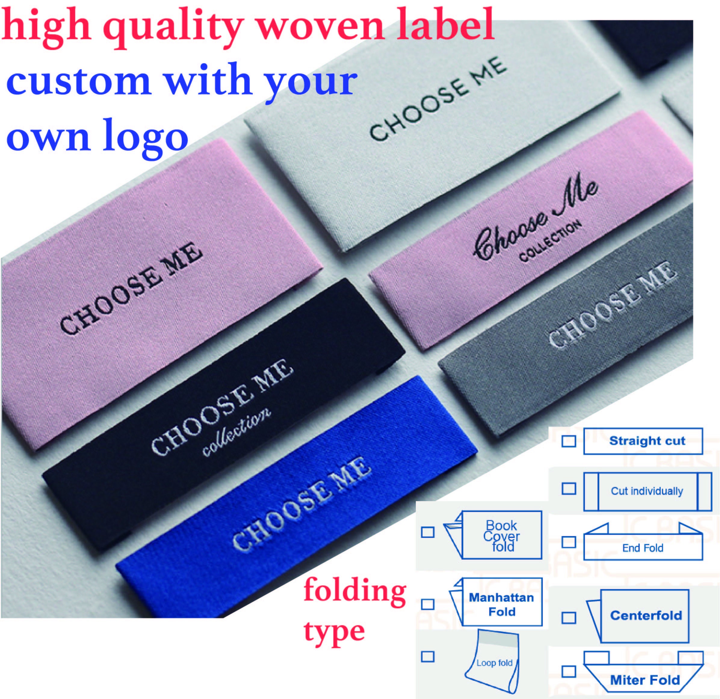 10mm woven name labels in polyester and Taggit 100 pcs‏ (personalized  labels for kids)