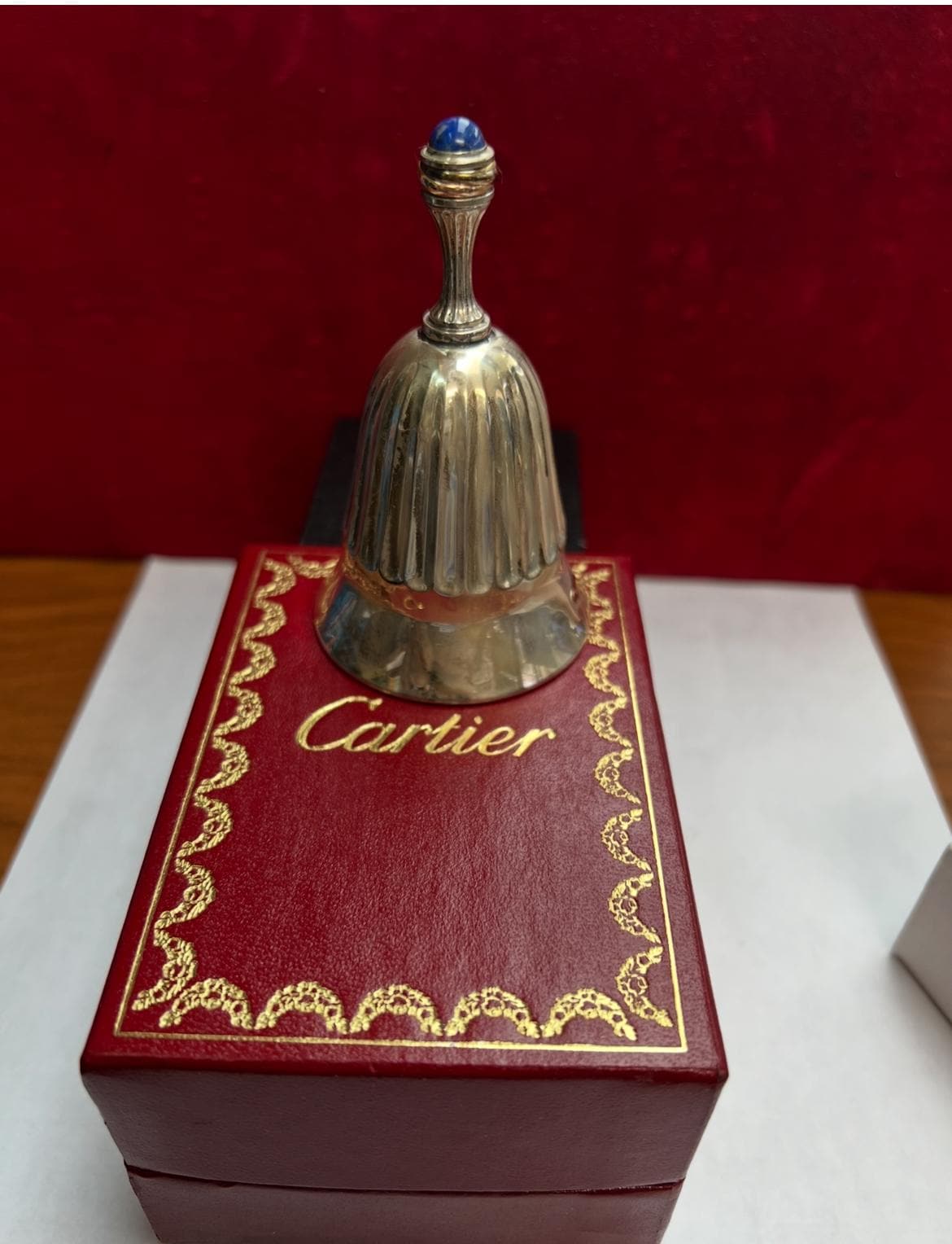 Vintage Cartier Sterling Silver 3.5″ Call Bell W/ Lapis Lazuli Top