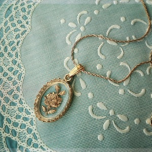 Gold Engraved Rose Necklace, 14k & 24k Gold Filled, Gold Boho Necklace, Bohemian Chic Jewelry