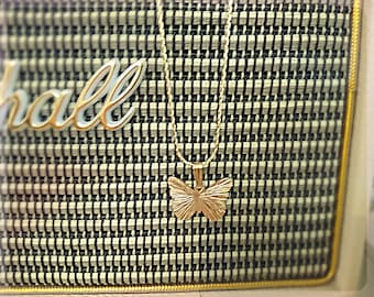 Vintage Style Necklace, 14k Gold Filled, Butterfly Pendant Necklace, Bohemian Bridal