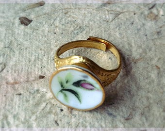 Boho Luxe Chic Porcelain Ring, Vintage Style Jewelry, French Jewelry, Bohemian Ring