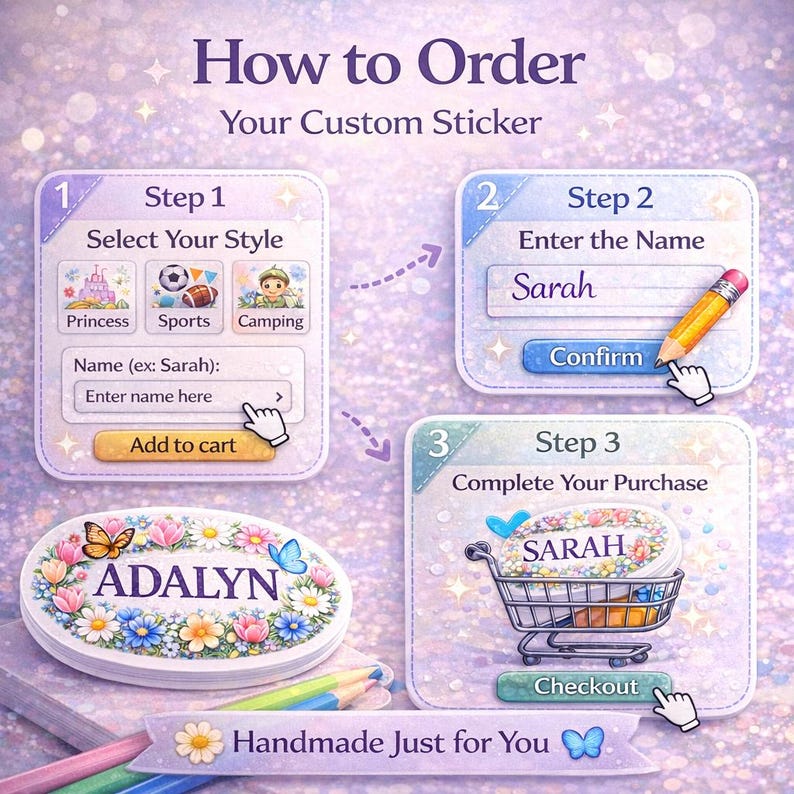 Personalized Name Sticker for Kids – Custom Name Vinyl Sticker ...