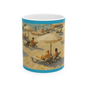 Beach Scene Ceramic Mug - Relaxing Summer Vibe, Coffee Lover Gift, Vacation Memories, Beach House Decor, Beach Lover Present