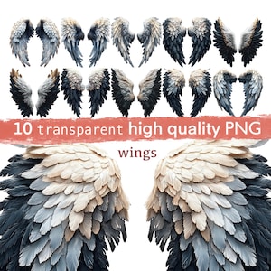 Angel Wings Clipart Bundle – 10 Transparent PNGs | Spiritual, Fantasy, Ethereal Digital Download