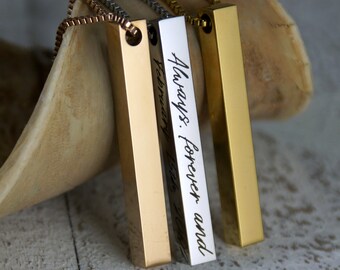 Personalized 4-Sided Bar Necklace • Engraved Stainless Steel