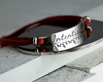 Affirmation Adjustable Bracelet • Personalized Engraved Bracelet • Custom Bracelet • One word or one date • Friendship Bracelet