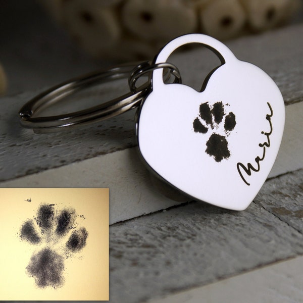Pet Memorial Key Chain • Custom Dog Paw Kechain • Actual Dog Paw Necklace • Pet paw print key chain • Personalized Engraved keychain
