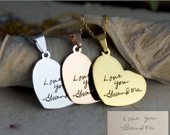 Handwritten Custom Necklace • Double sided available • Personalized Engraved Necklace • Handwriting Jewelry • Handwriting Necklace