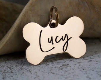 Personalized Rose Gold Dog Tag: Bone ID, Stainless Steel