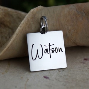 Square Stainless Steel Dog Tag: Personalized Pet ID Collar Tag