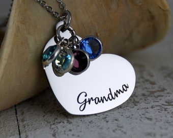 Grandma Necklace • Gift for Grandma • Personalized Necklace • Grandma Birthstones Necklace •  New Grandma • Mom Necklace • Mother's Day Gift