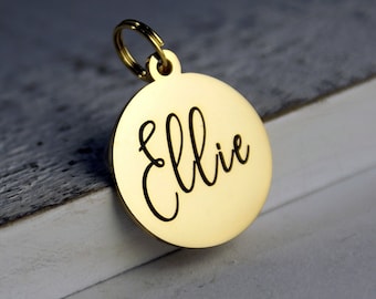 Gold Personalized Pet ID tag • Small Dog or Cat tag • Dog Name Tag • ID Tag for Dogs or Cats • Stainless Steel Dog Tag • Collar ID Name Tag