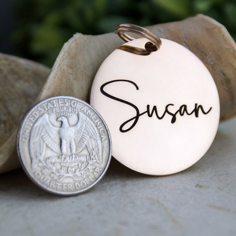 Rose Gold Collar ID Name Tag Personalized Dog Tag Big Medium Etsy