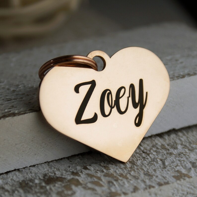Big Rose Gold Heart Tag Big Gold Pet Id Tag Dog or Cat Etsy
