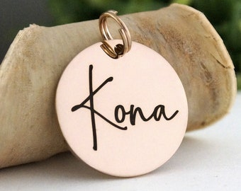 Rose Gold Round Dog Tag: Personalized Stainless Steel Pet ID