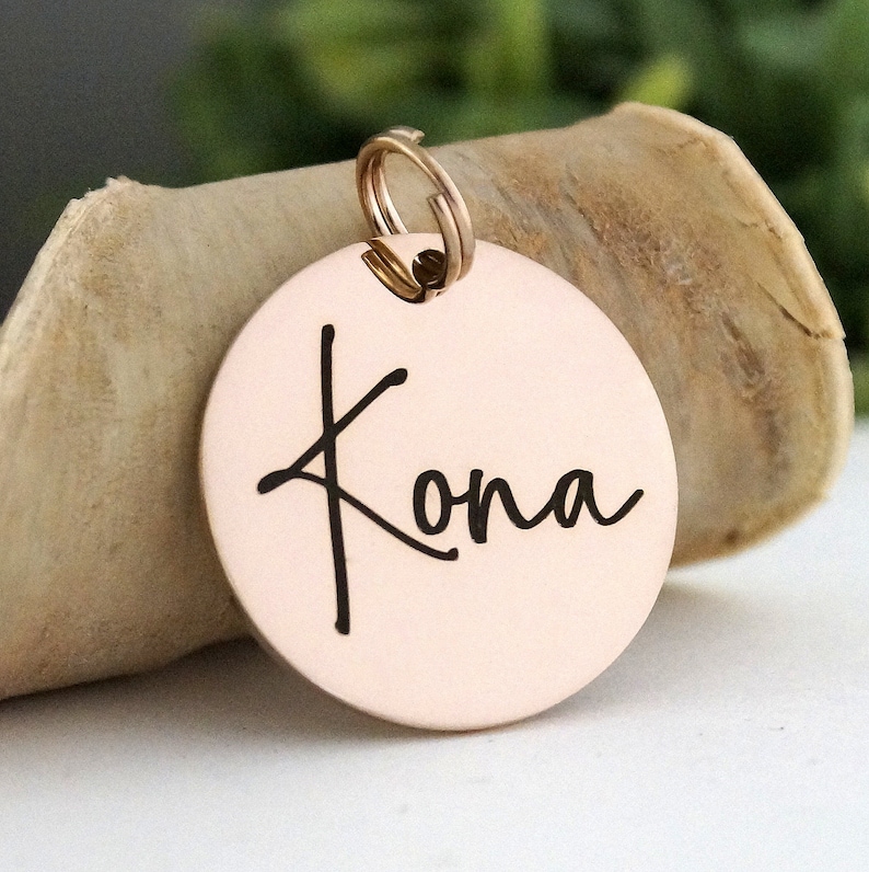 Rose Gold Collar ID Name Tag Personalized Dog Tag Big Medium Etsy
