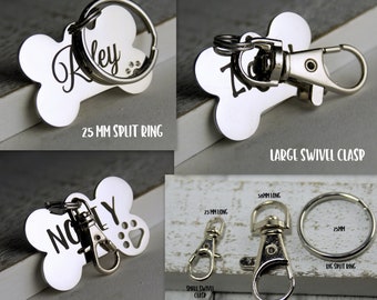 Swivel Clasp • Easy Dog Tag Changer • Dog Collar id Tag Clip or Lobster Clasp or Split Ring an easy way to connect your pet id tag • Add ons