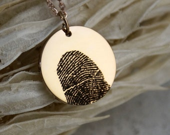 Collier d'empreintes digitales, bijoux d'empreintes digitales réelles - collier personnalisé d'empreintes digitales gravées pour perte commémorative