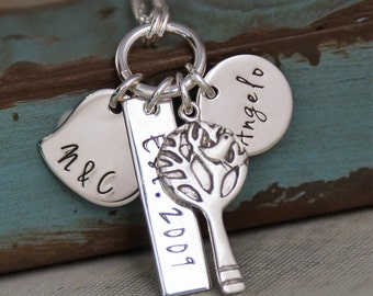 Personalized Mommy Jewelry - Hand Stamped Jewelry - Sterling Silver Necklace - My Love Story (one child)