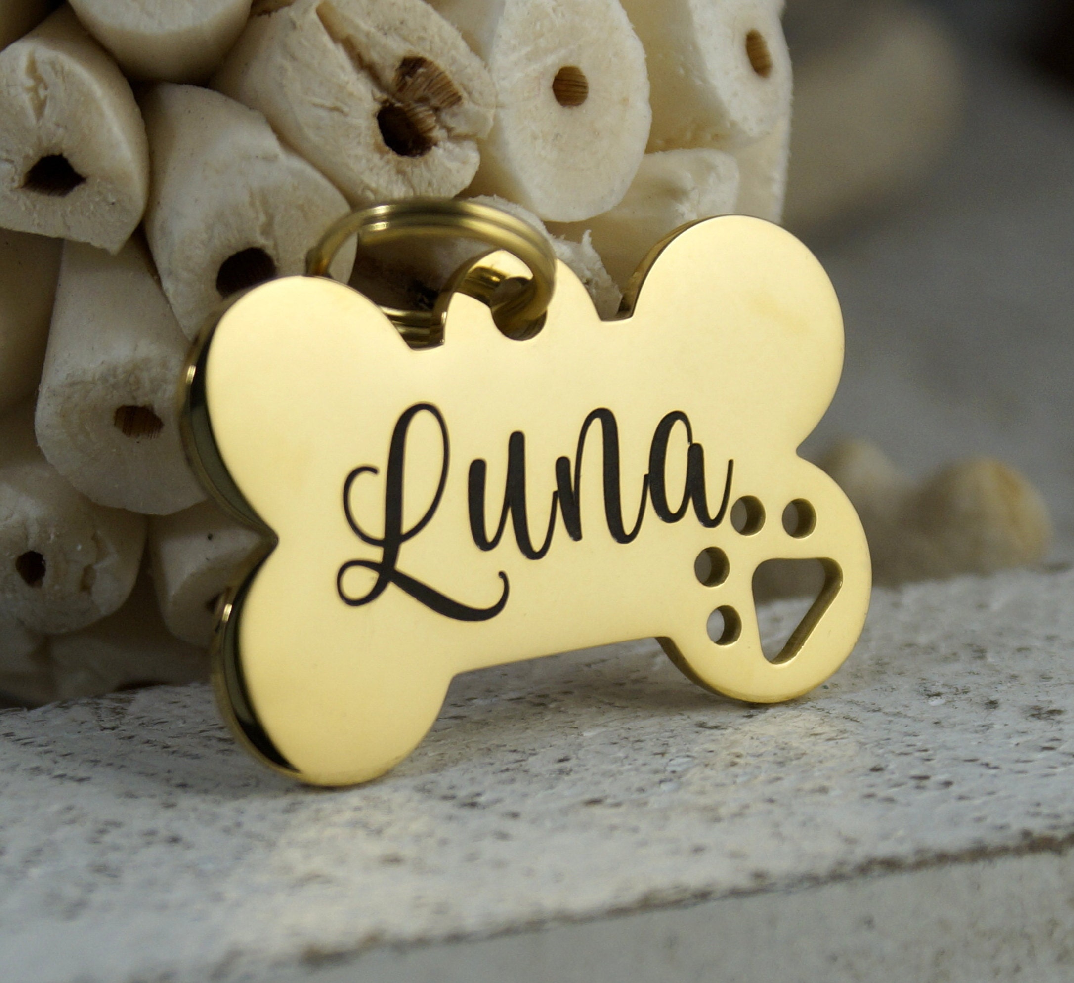 dog bone name tag