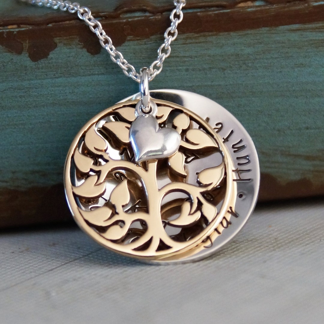 Family Tree Necklace / Sterling Silver Necklace / Personalized Hand