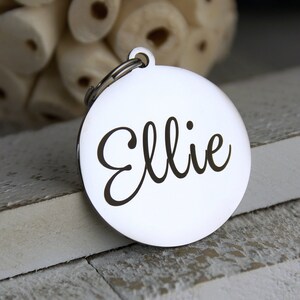 Silver Personalized Pet ID tag • Large Dog or Cat tag • Dog Name Tag • ID Tag for Dogs or Cats • Stainless Steel Dog Tag Collar ID Name Tag