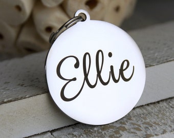 Personalized Round Pet ID Tag: Stainless Steel Dog/Cat Name Tag