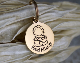 Tiny Food Allergy Cat ID Tag: Stainless Steel Alert Charm