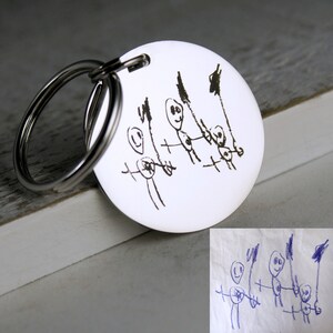 Your handwriting or your kids drawings • Personalized Engraved Keychain • Gift for Daddy Gift For Mommy • Custom Stainless Steel Keychain