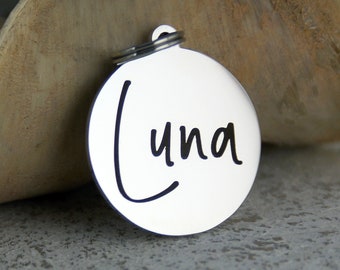 Personalized Pet ID Tag: Silver Stainless Steel Dog or Cat Collar Tag