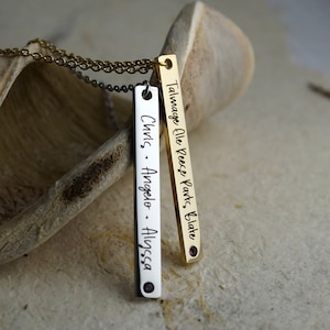 Personalized Mommy Necklace with kids names, Mother&#39;s Day gift with kids names, Grandma necklace, Vertical bar necklace, Custom Necklace