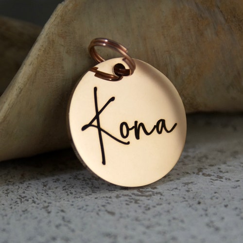 Rose Gold Collar ID Name Tag Personalized Dog Tag Big Medium Etsy