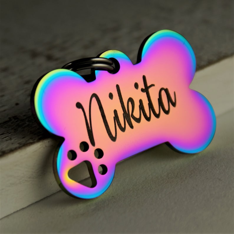 Personalized Dog ID Tag Cut out dog paw Dog Name Tag Dog Etsy