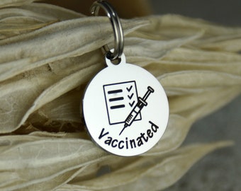 Tiny Vaccinated Pet Tag: Stainless Steel Alert Charm