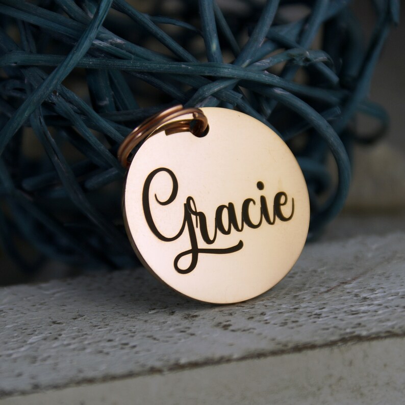Rose Gold Collar ID Name Tag Personalized Dog Tag Medium Etsy