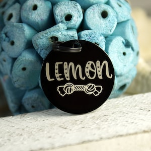 Black Dog ID Tag with fun design, Medium Pet Tag, Personalized Dog Name Tag, Pet ID tag, Custom Pet ID Dog Tag, Custom Dog Tag