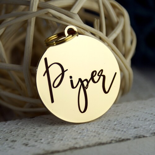 Personalized Dog Tag Gold Dog Name Tag Pet ID Tag Custom Etsy