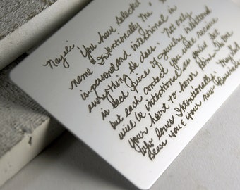 Personalized Engraved Wallet Card • Husband Gift, Handwriting Option
