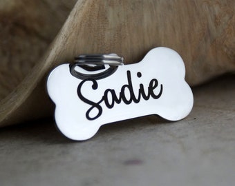 Personalized Small Dog Tag, Dog ID Tag, Silver Dog Bone Tag, ID Tag for Small Dogs, Custom Dog Tag, Collar ID Name Tag