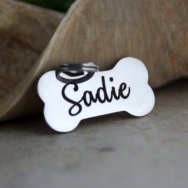 Personalized Small Dog Tag, Dog ID Tag, Silver Dog Bone Tag, ID Tag for Small Dogs, Custom Dog Tag, Collar ID Name Tag