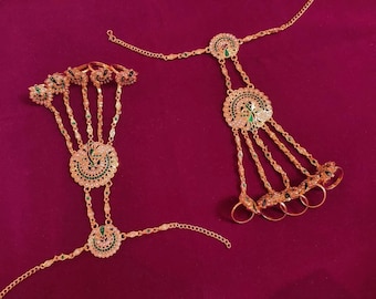 Kundan Jadau Hathphool | Indian Hand Harness Jewelry | Hath Panja / Ring Bracelet / Finger Bracelet | Bridal Wedding Hand Ornament