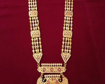 Indian Jadau Rani Haar Necklace | Long Kundan Pendant Set | Indian Bridal Jewellery | 22K Gold Plated Long Set | Bollywood Wedding Jewelry