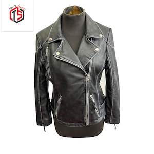 Gewachste Biker-Lederjacke für Damen | Echtes Lammfell | Vintage Moto-Stil | Dünne Passform | Echtleder Reiterjacke | Herbst Mode Geschenk
